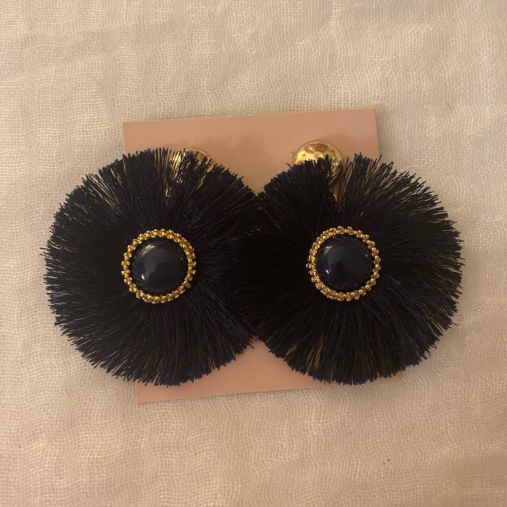 Lilly Pulitzer navy fan earring.